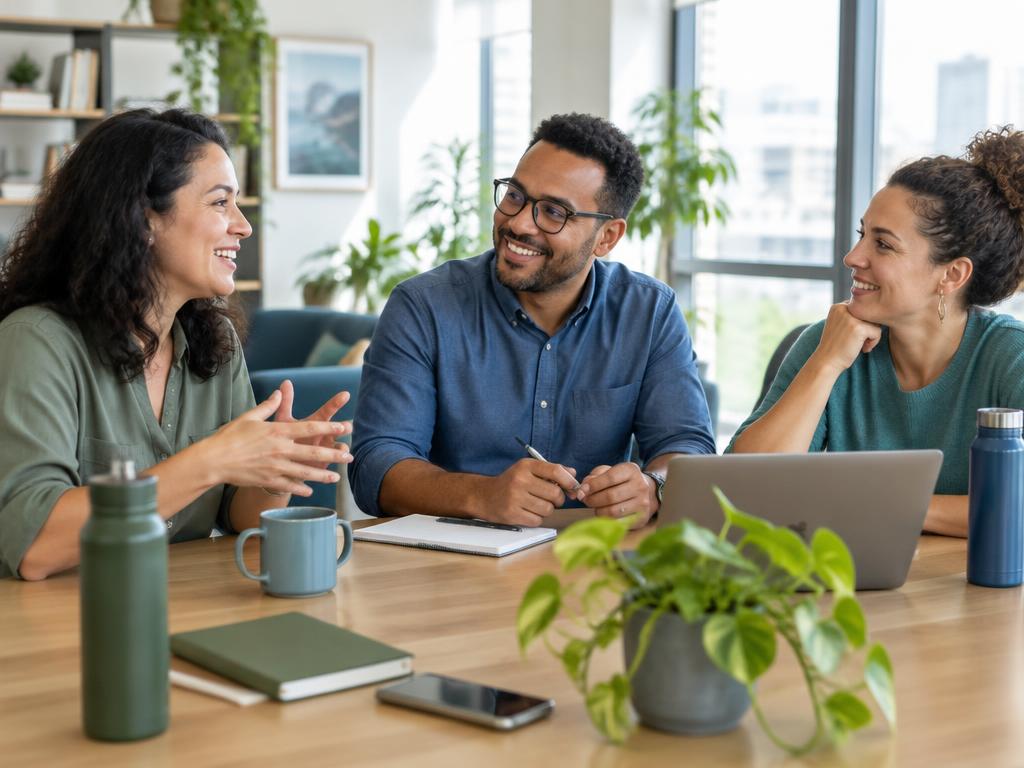 Equipe em um ambiente de trabalho acolhedor